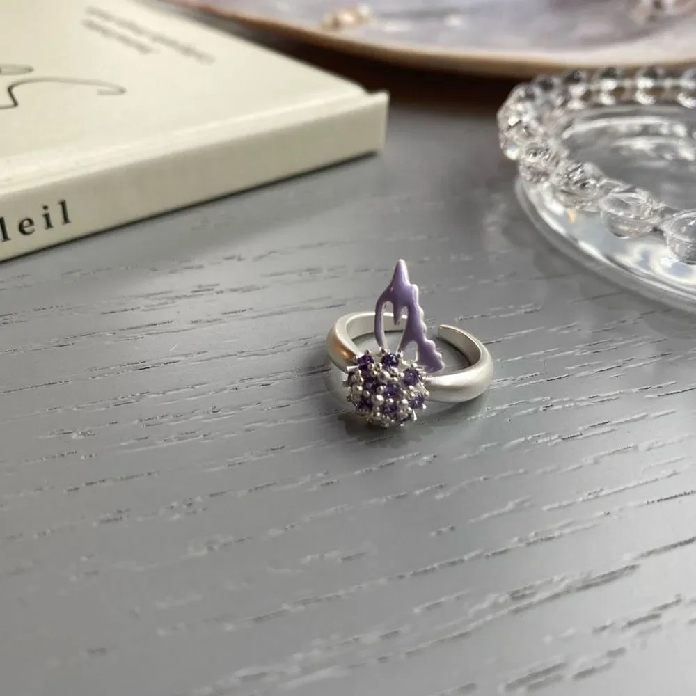 Matt Silver Purple Flare Ring